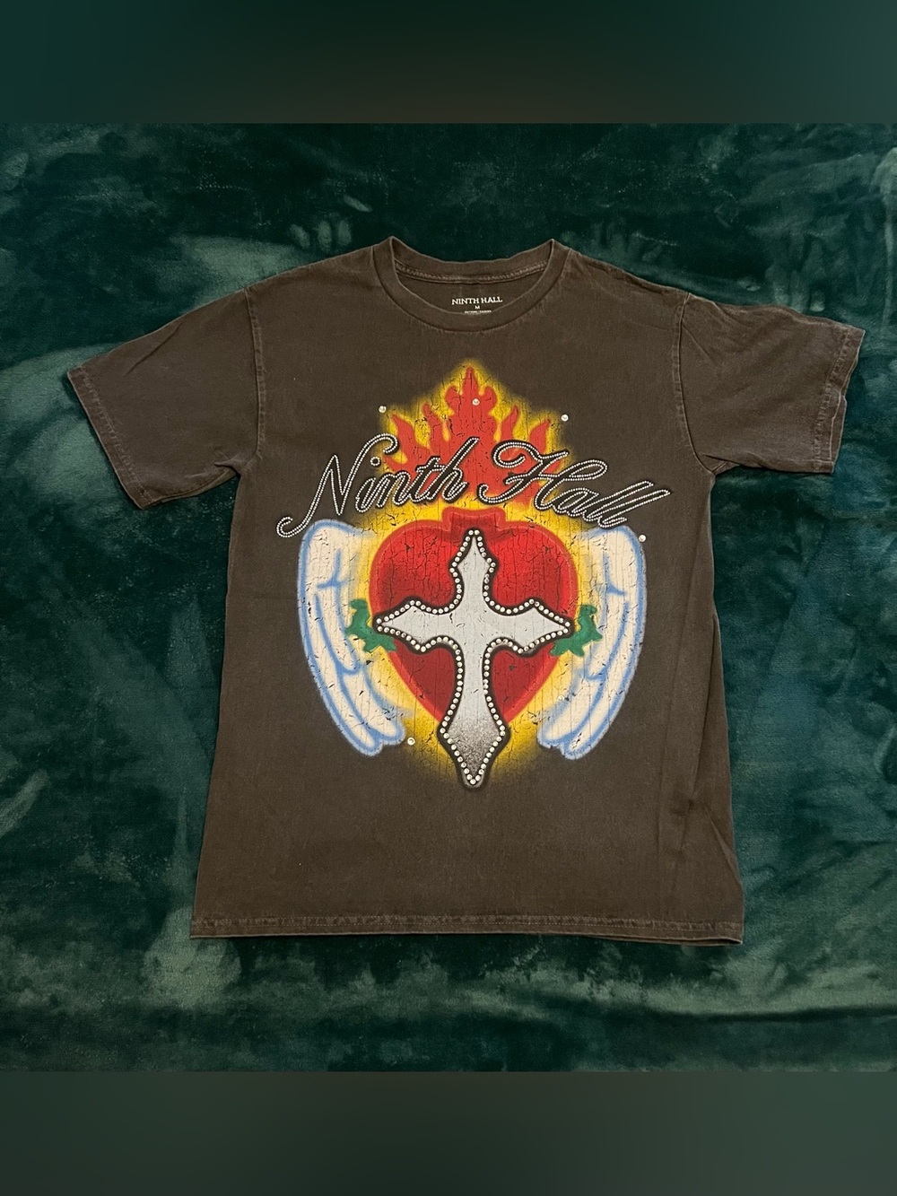 Ninth Hall Sacred Heart black wash t-shirt 
Men Medium